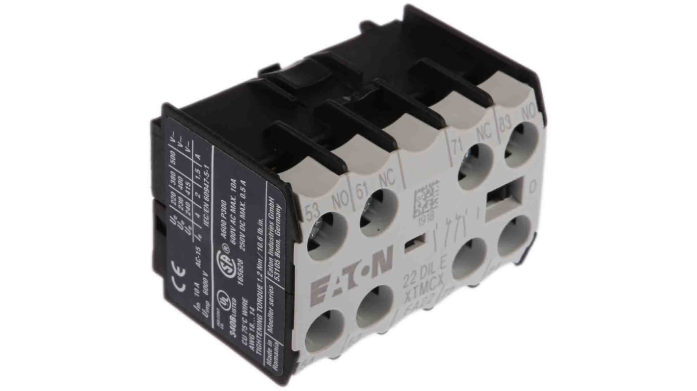 Eaton Auxiliary Contact, 4 Contact, 2NC + 2NO, Front Mount DILE
