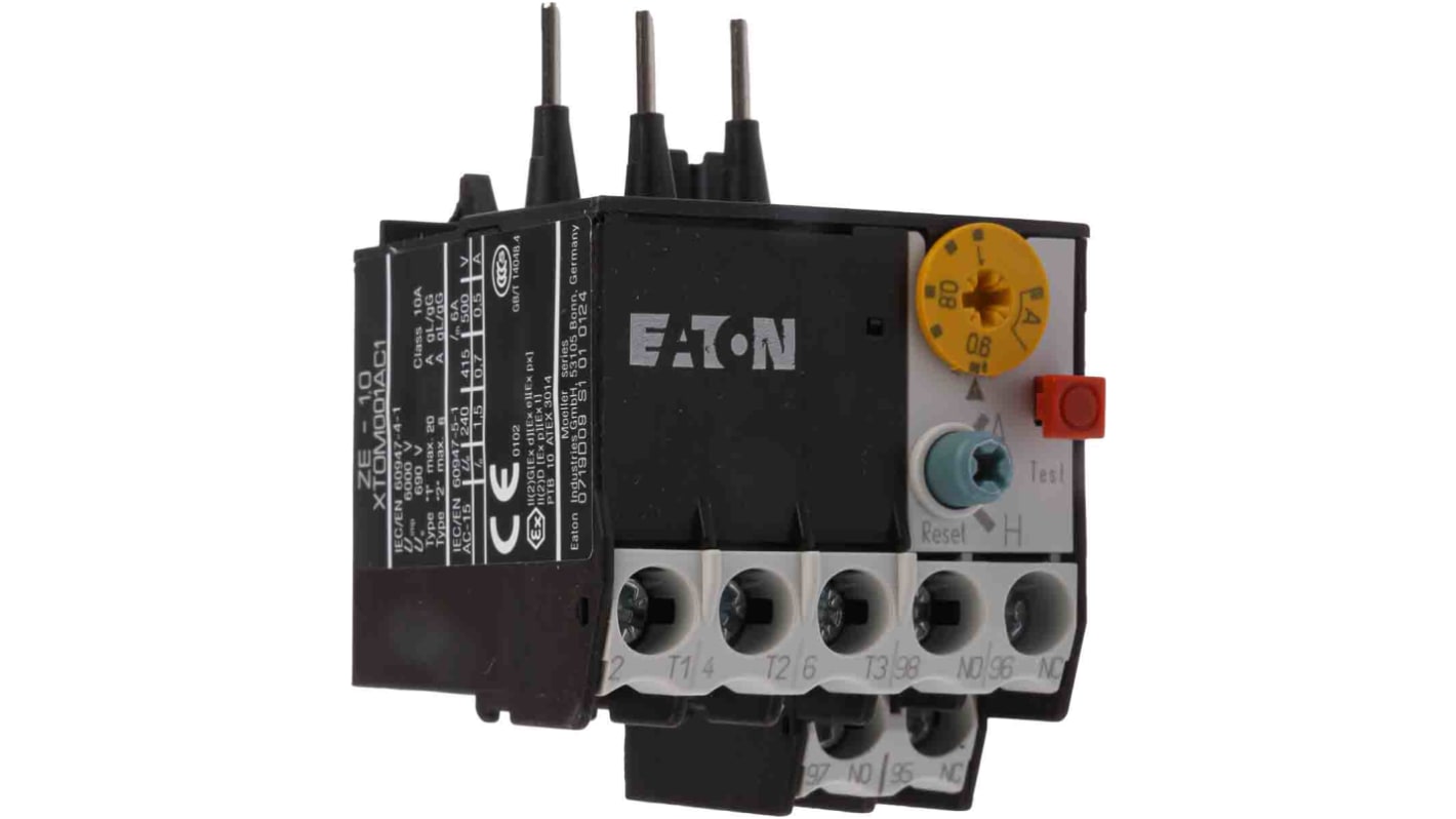 Eaton ZE Overload Relay 1NO + 1NC, 0.6 → 1 A F.L.C, 1 A Contact Rating, 6 W, 600 Vac