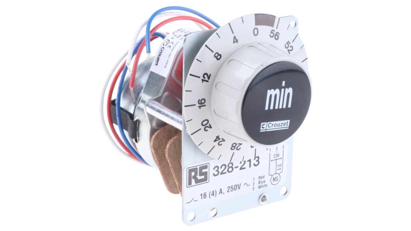 Crouzet Panel Mount Timer Relay, 115V ac, 2-Contact, 0 → 60min, 1-Function, DPDT