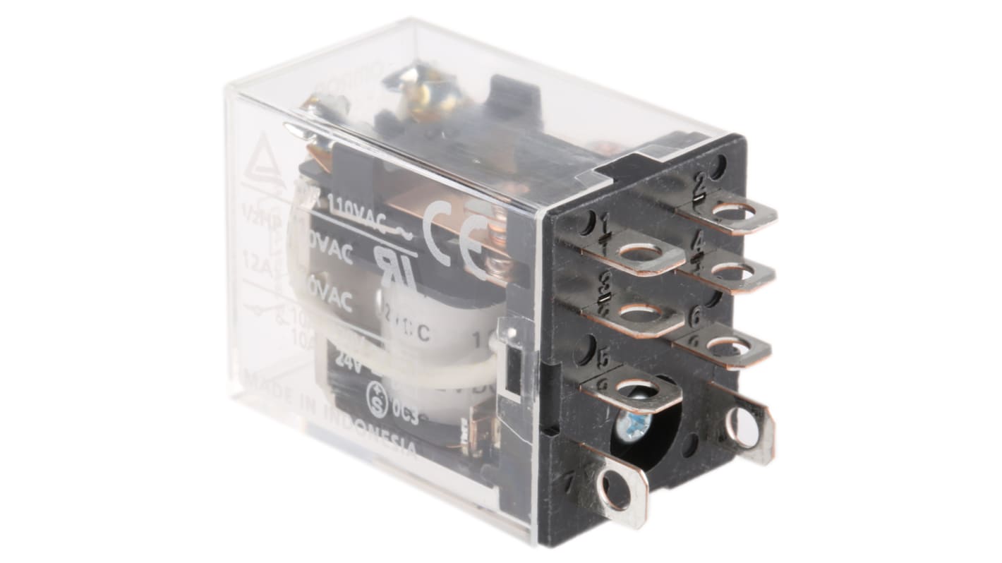 Omron Plug In Power Relay, 12V dc Coil, 10A Switching Current, DPDT