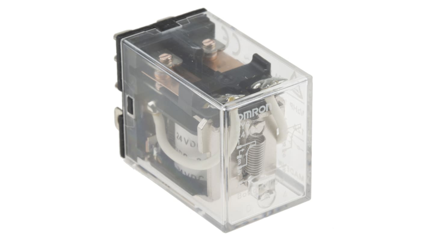Omron Plug In Power Relay, 24V dc Coil, 10A Switching Current, DPDT
