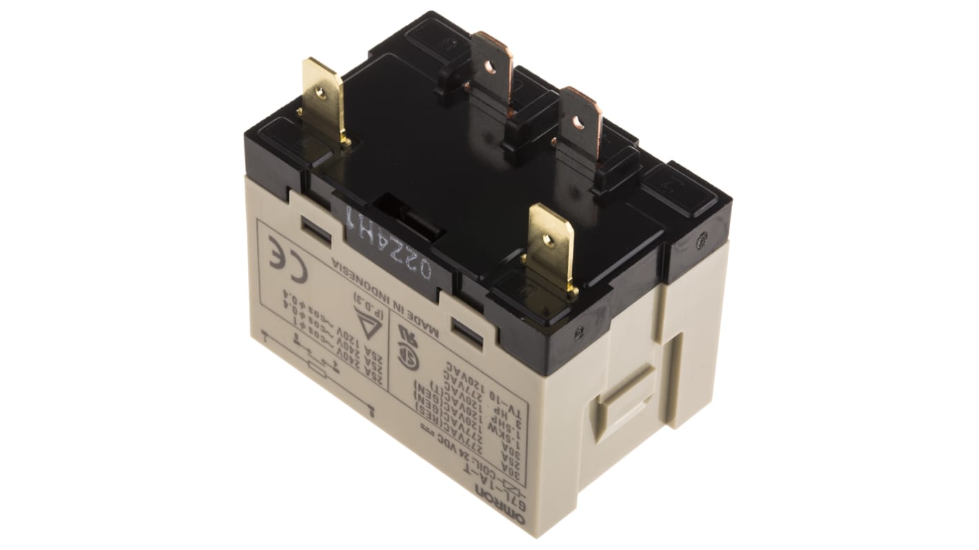 Omron Panel Mount Power Relay, 24V dc Coil, 30A Switching Current, SPST