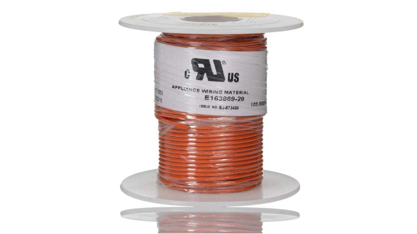 Alpha Wire Einzeladerleitung 0,75 mm², 18 AWG 30m Orange PVC isoliert Ø 2.01mm 16/0,25 mm Litzen UL1007