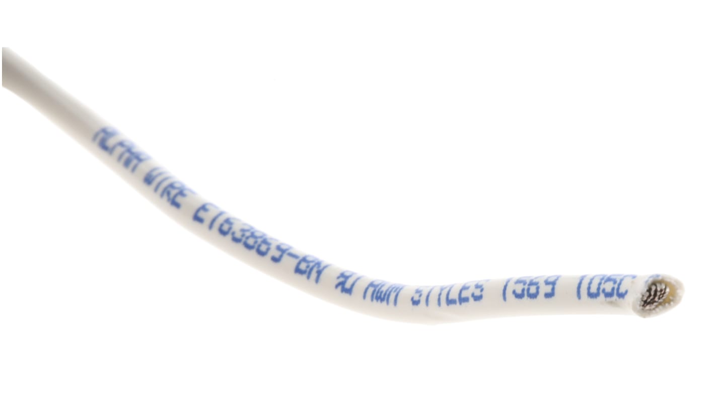 Alpha Wire White 1.3 mm² Hook Up Wire, 16 AWG, 26/0.25 mm, 30m, PVC Insulation, 3057 WH005