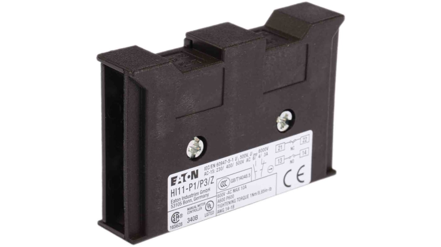 Contatto ausiliario Eaton, 2 contatti, 1 N/C + 1 N/A, montaggio laterale, serie P1