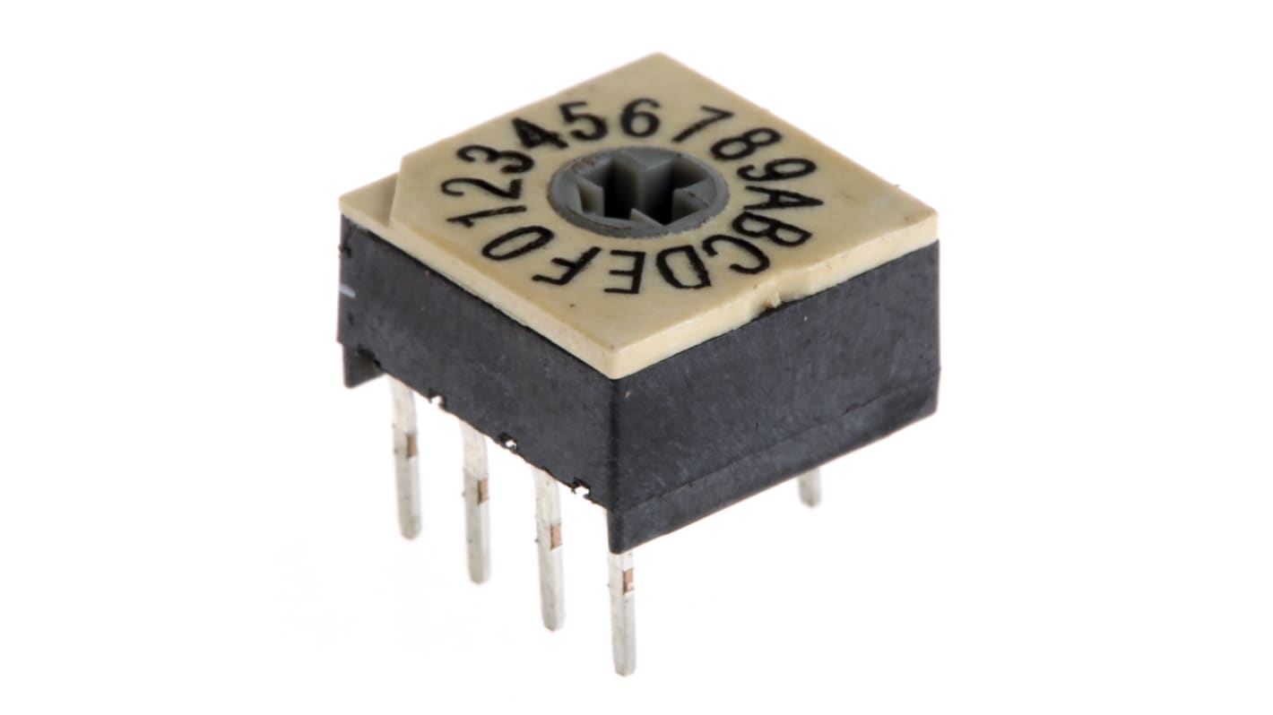 Interruptor DIP, Pasante,, 150 mA a 24 V dc, 16 vías, -20 → +85°C