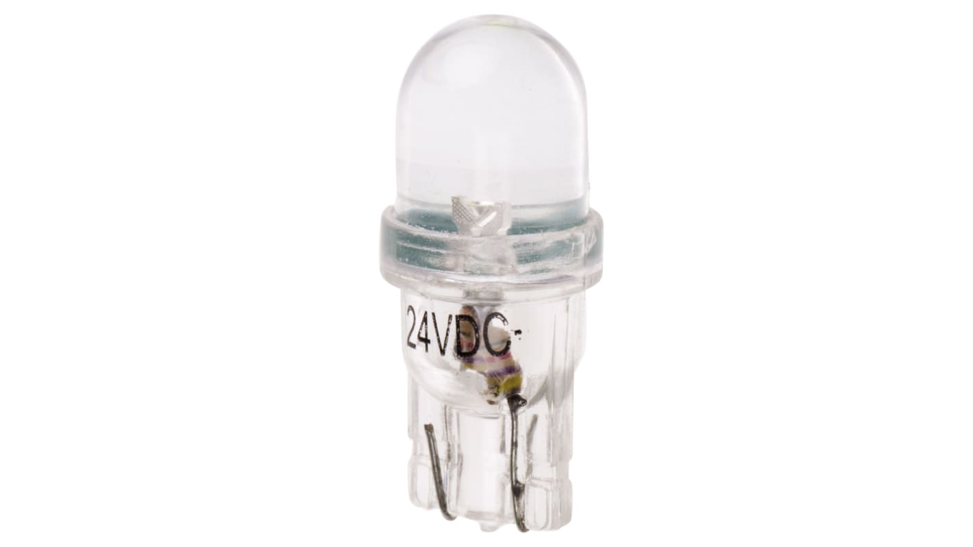 JKL Components LED指示灯泡, 白色, V 形灯座, Φ10mm, 28.5mm长, 24V 直流, 20mA