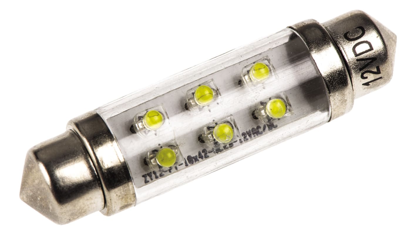 JKL Components LED汽车灯泡, 12 V 直流, 白色, Φ10.5mm, 尖浪形