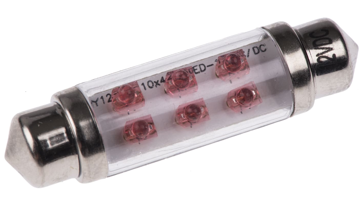 Bombilla LED para coche, tipo Festoon JKL Components, 12 V dc, Rojo, 2 lm