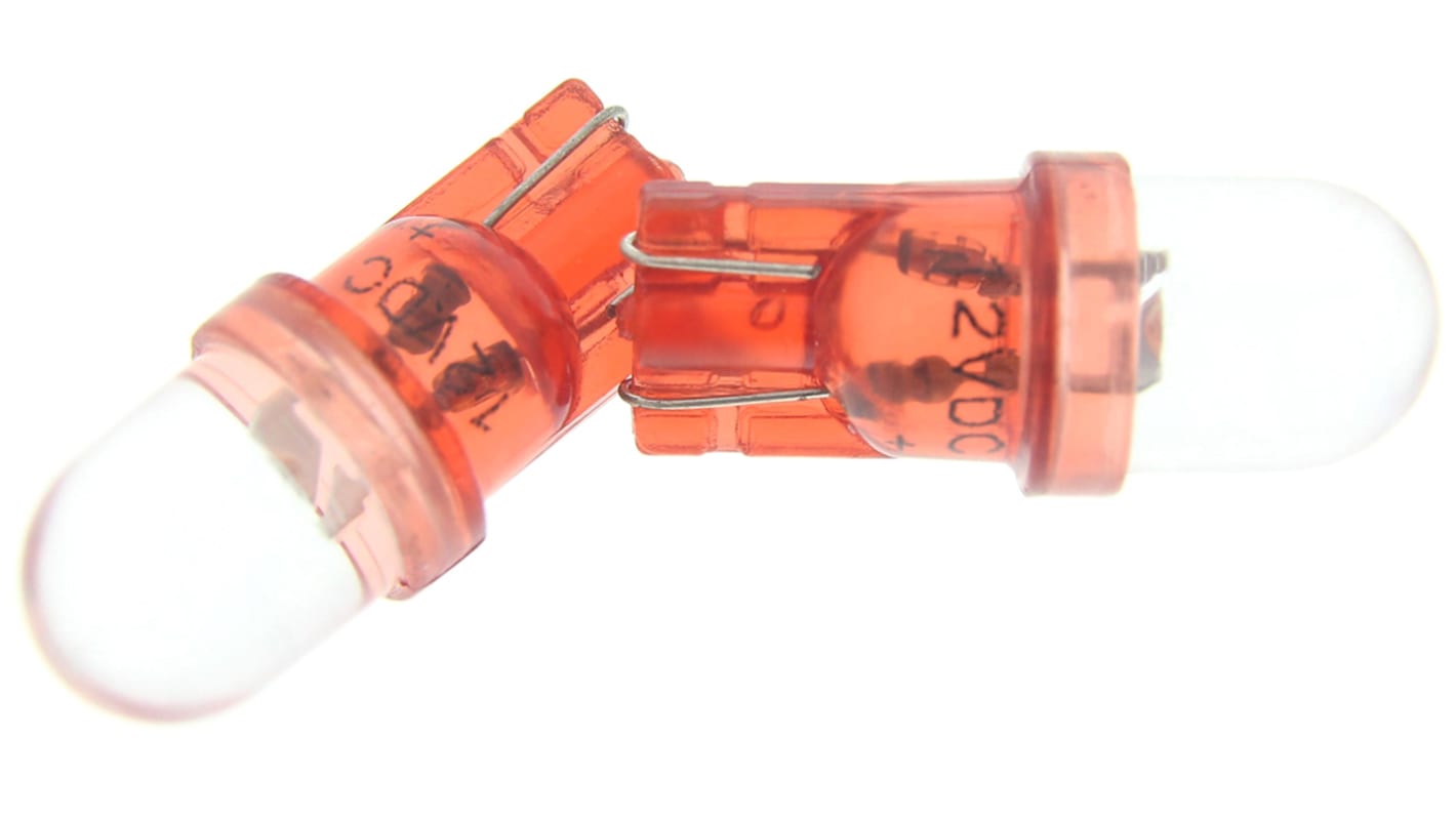 JKL Components LED指示灯泡, 红色, V 形灯座, Φ10mm, 27.5mm长, 12V 直流, 15mA