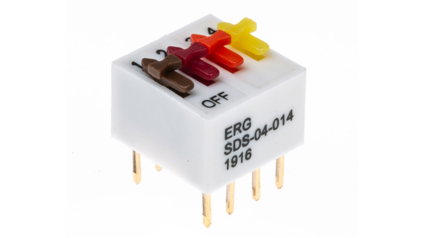 ERG 4 Way Through Hole DIP Switch SPST, Directing Switch Actuator