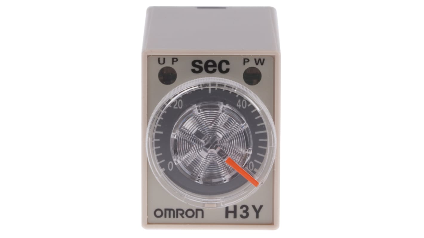 Omron 通电延时时间继电器, 24V 交流电源, 2 → 60s范围, 4触点