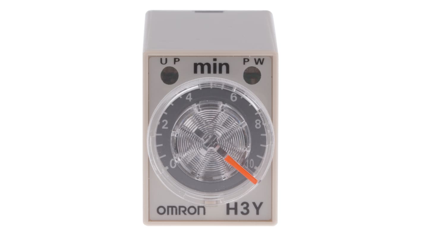 Omron H3Y-4 Series DIN Rail, Surface Mount Timer Relay, 24V ac, 4-Contact, 0.5 → 10min, 1-Function, 4PDT