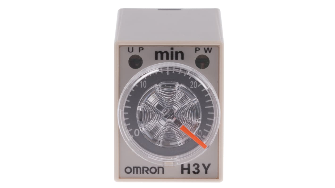 オムロン シングル タイマーリレー, 1 → 30min, 100 → 120V ac, 4PDT, DINレール, 表面実装, H3Y-4 シリーズ