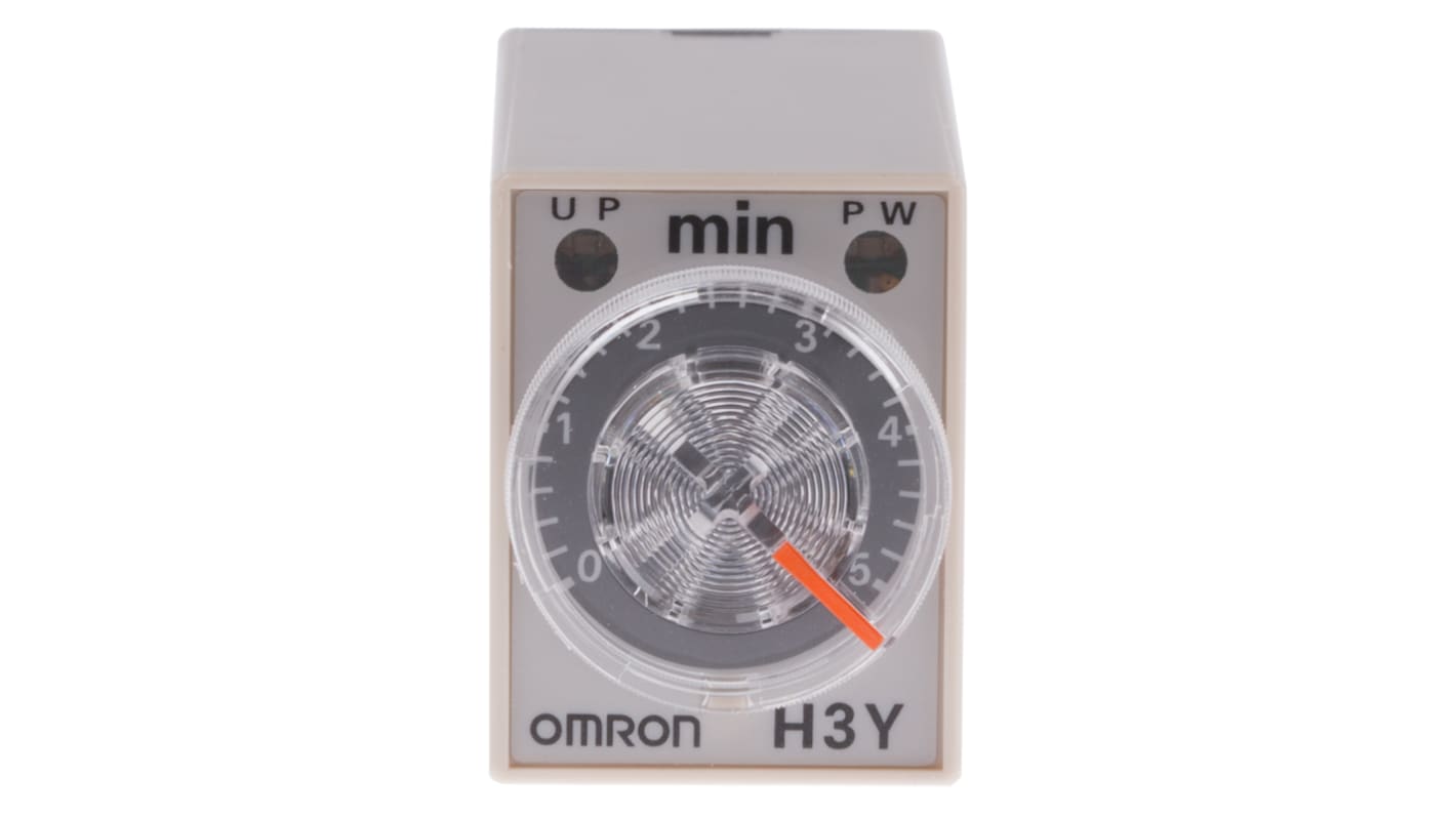 オムロン シングル タイマーリレー, 0.2 → 5min, 200 → 230V ac, 4PDT, DINレール, 表面実装, H3Y-4 シリーズ