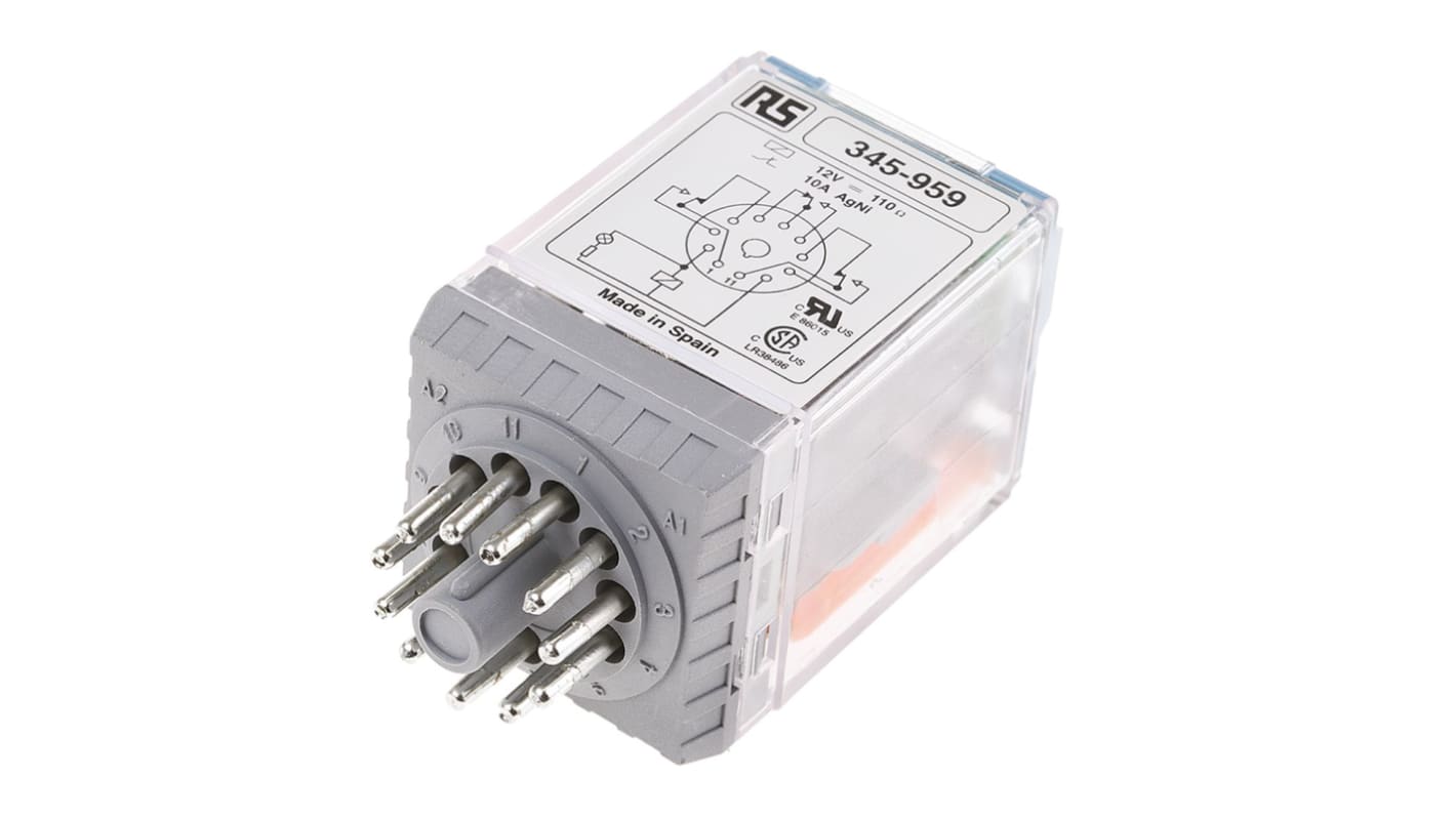 Releco Plug In Power Relay, 12V dc Coil, 10A Switching Current, 3PDT