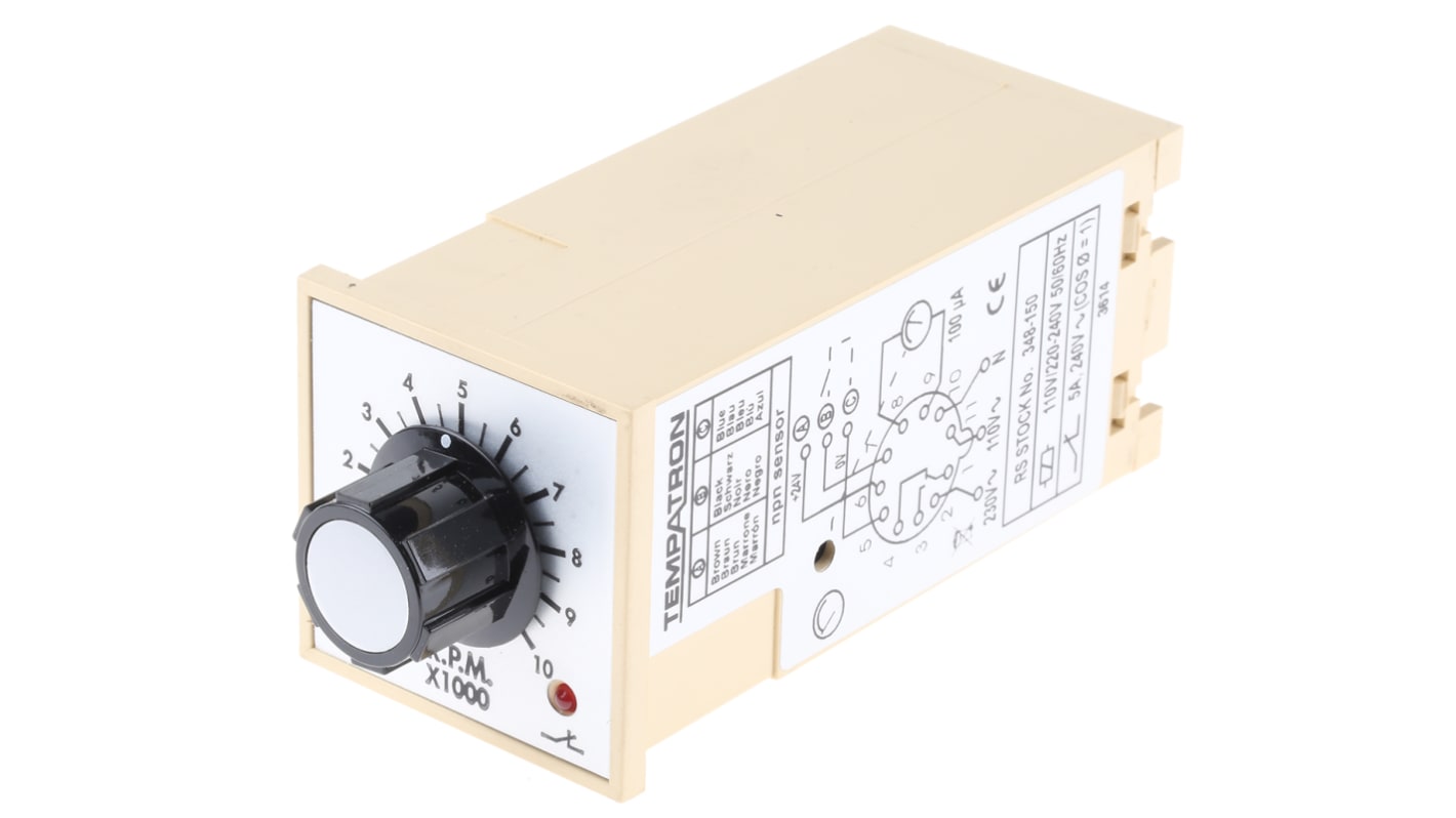 Tempatron Speed Monitoring Relay, SPDT, DIN Rail