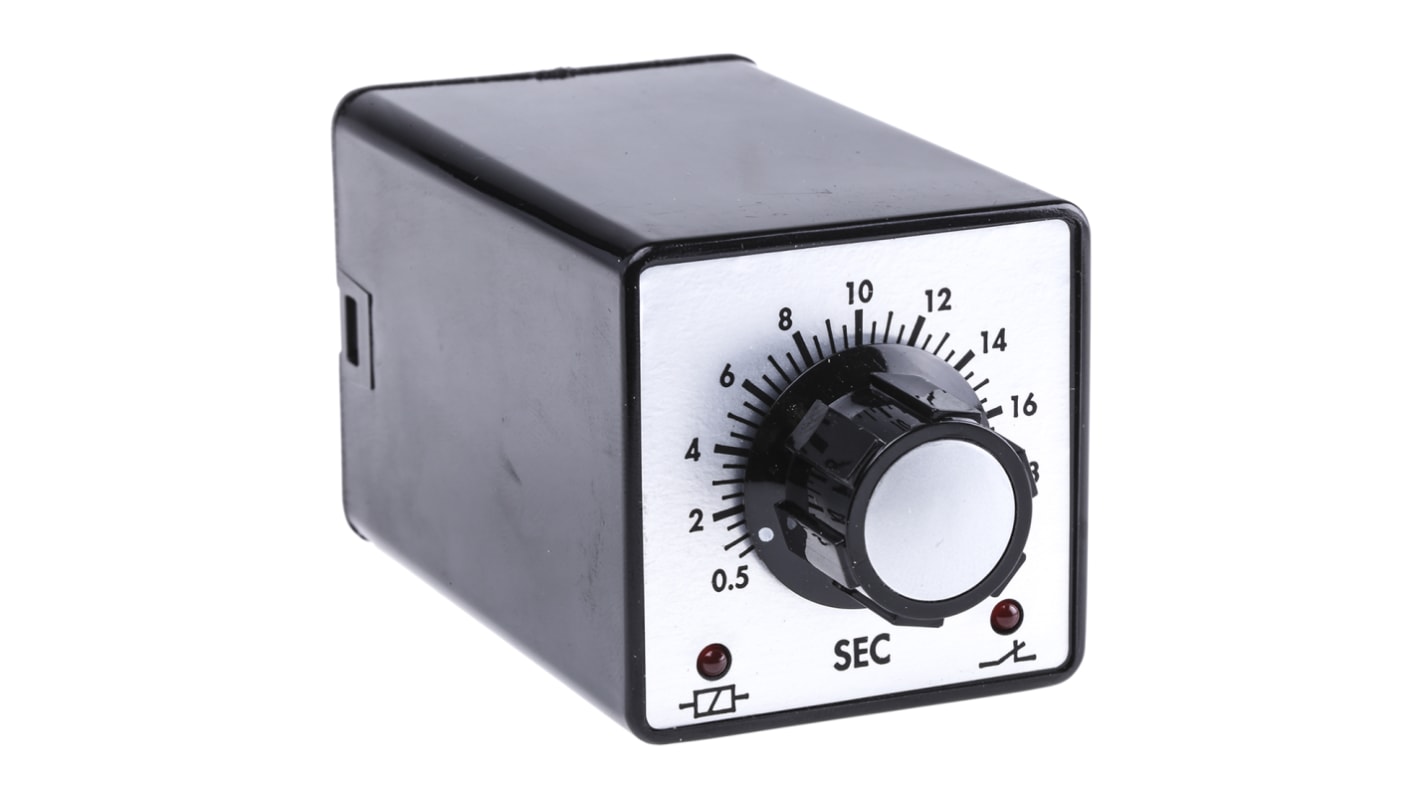 Tempatron Plug In Timer Relay, 110V ac, 2-Contact, 0.5 → 20s, 1-Function, DPDT