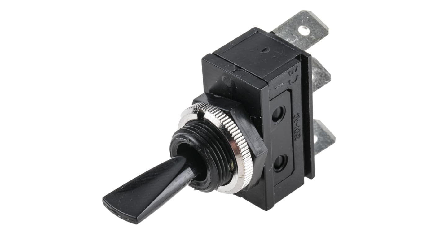 Arcolectric (Bulgin) Ltd Toggle Switch, Panel Mount, On-Off-On, SPDT, Tab Terminal