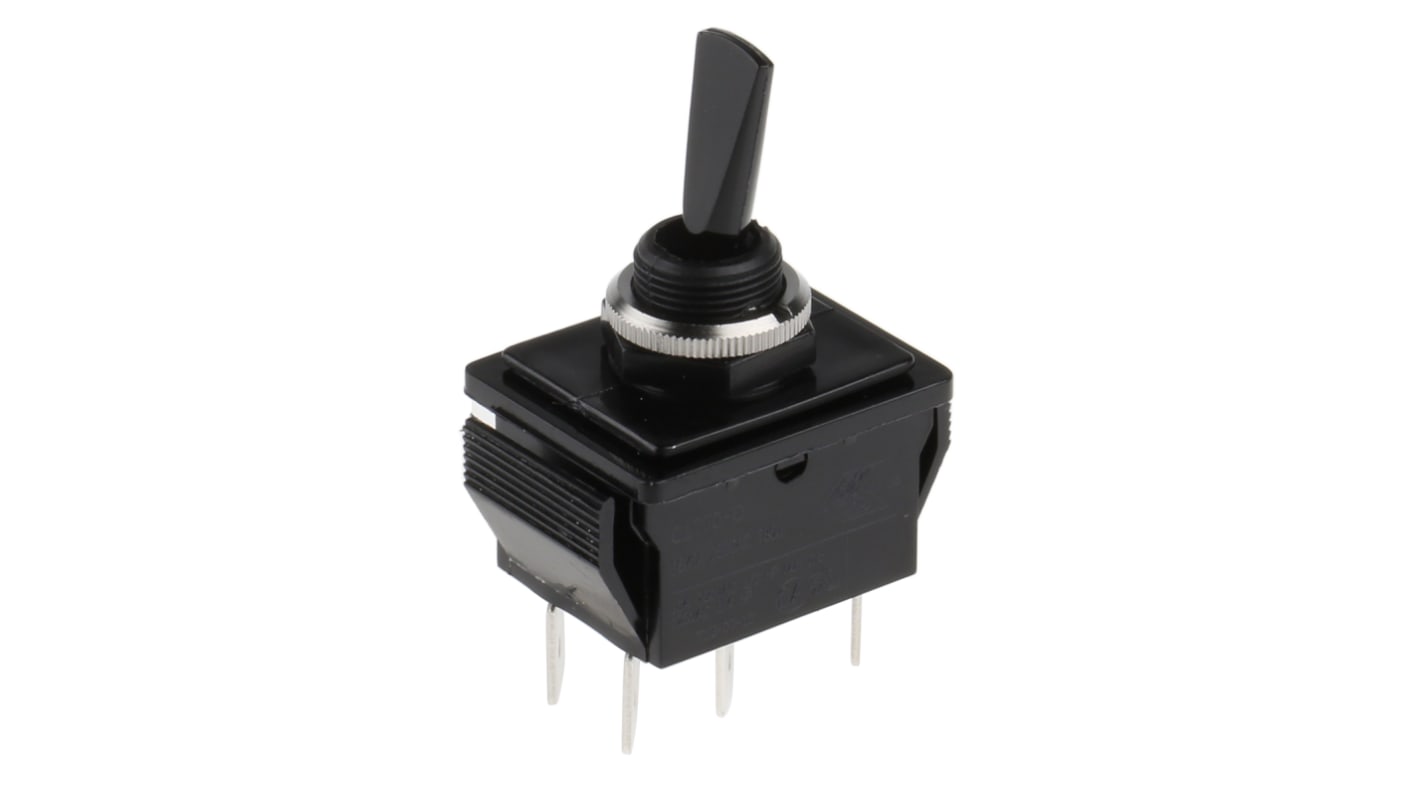 Arcolectric (Bulgin) Ltd Toggle Switch, Panel Mount, On-Off-On, DPDT, Tab Terminal