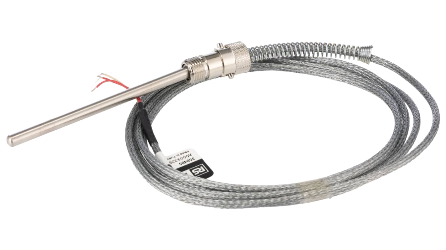RS PRO PT100 Temperature Sensor, 6mm Dia, 100mm Long, 3 Wire, Probe, 400°C Max