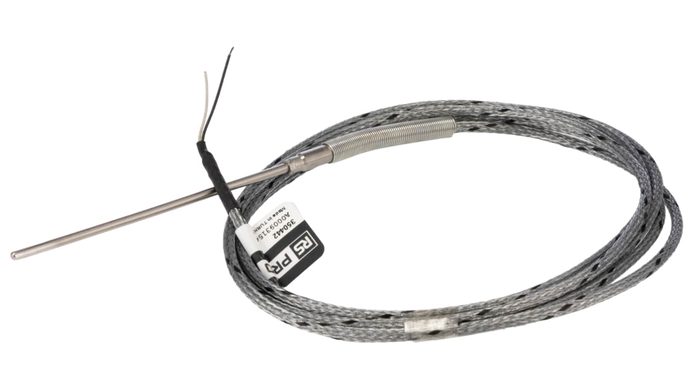 RS PRO Type J Thermocouple 100mm Length, 3mm Diameter, 0°C → 400°C