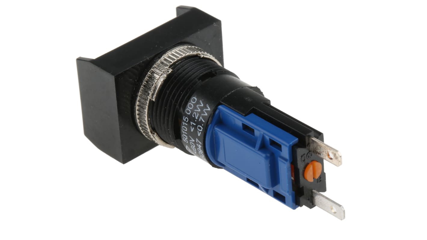 Saia-Burgess Push Button Switch, Momentary, Panel Mount, 16.2mm Cutout, SPDT, 250V ac, IP67