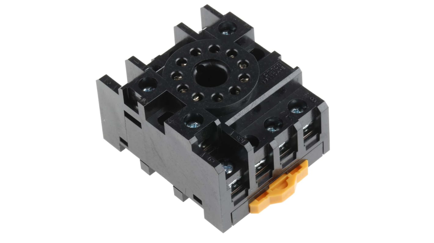 Omron 11 Pin 250V ac DIN Rail Relay Socket, for use with MK3P-5-I, MK3P-5-S, MK3PD-5-I, MK3PD-5-S, MK3PN-5-I,