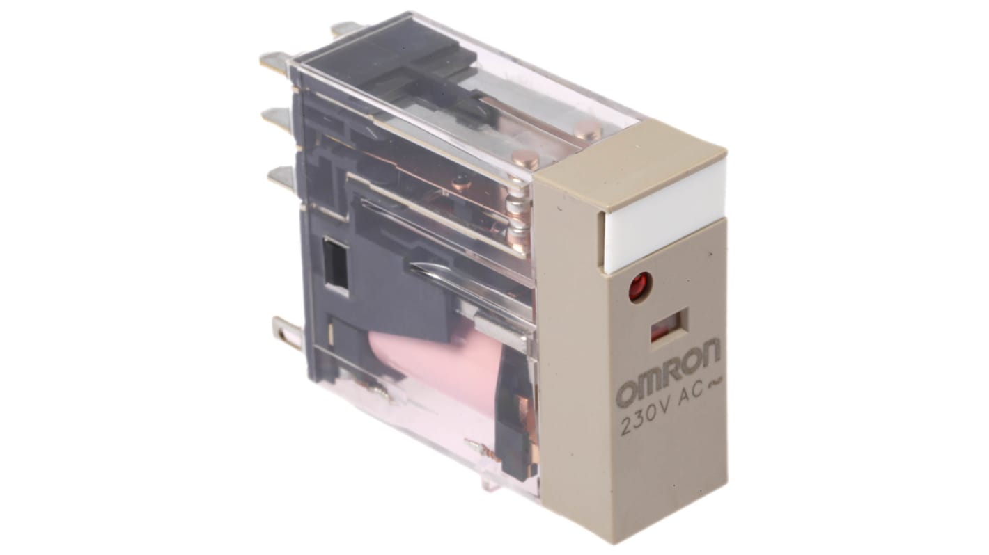 Omron Plug In Power Relay, 230V ac Coil, 5A Switching Current, DPDT
