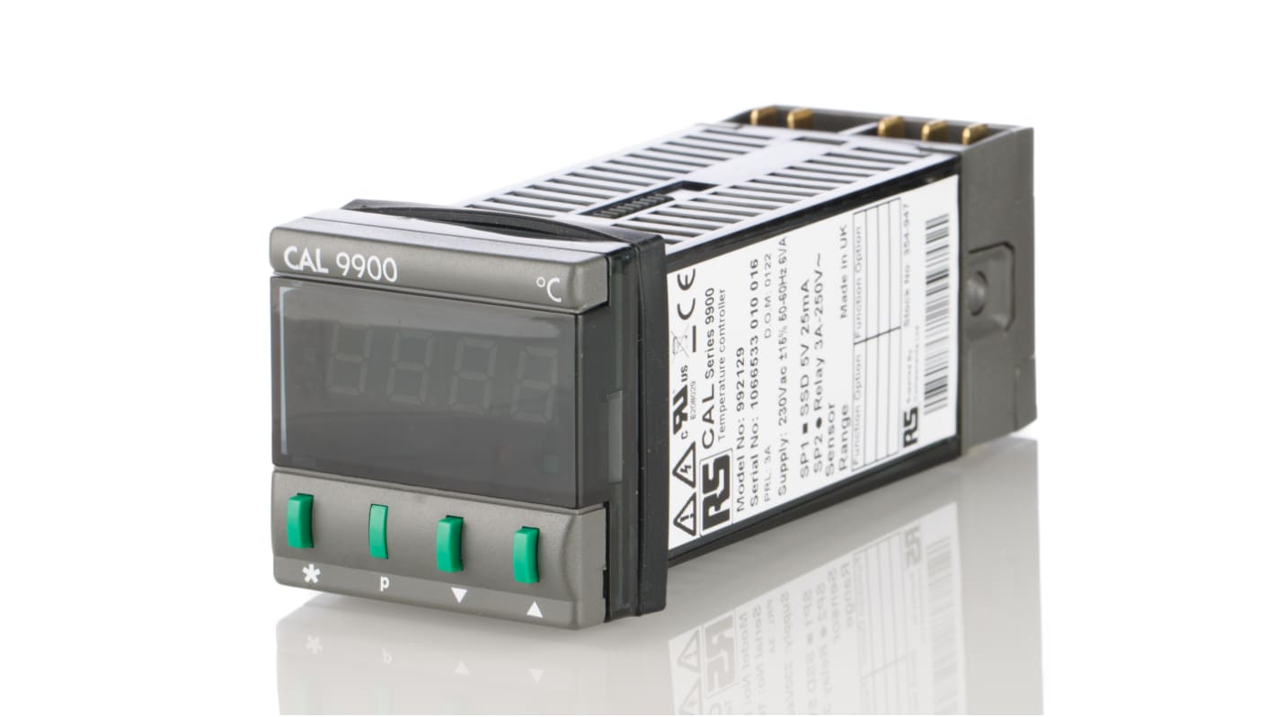 CAL 9900 PID Temperature Controller, 48 x 48 (1/16 DIN)mm, 2 Output Relay, SSD, 230 V ac Supply Voltage