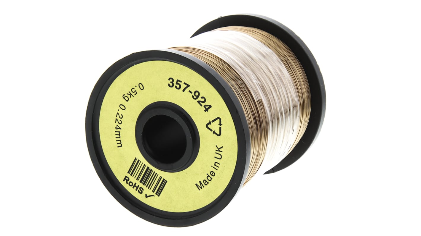 RS PRO 0.22mm Enamelled Copper Wire, 30 AWG 1300m Reel