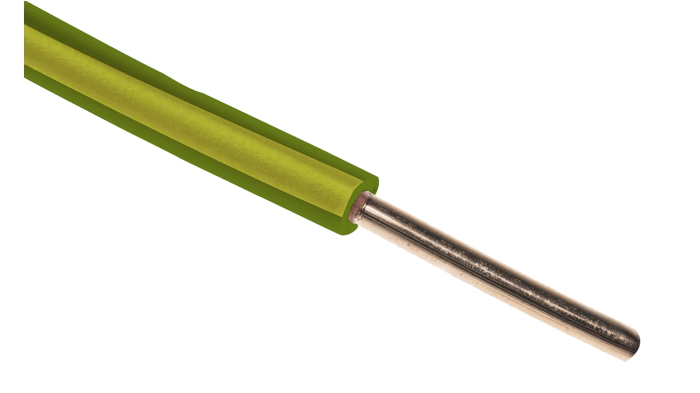 RS PRO 绿色/黄色控制电线, 1.5mm², 100m长, 15AWG, 600 V, 最高+70°C, PVC绝缘