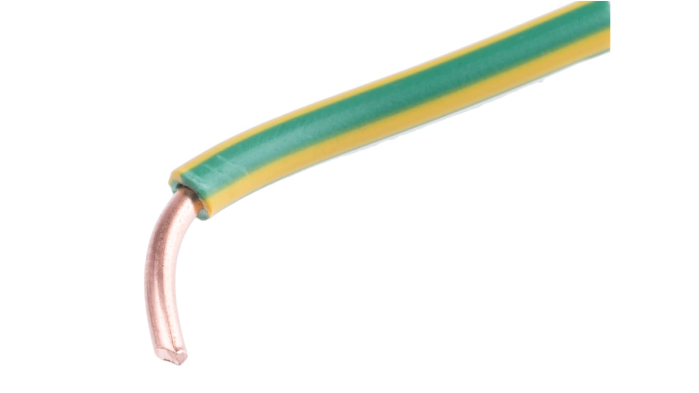RS PRO 绿色/黄色控制电线, 2.5mm², 100m长, 13AWG, 600 V, 最高+70°C, PVC绝缘