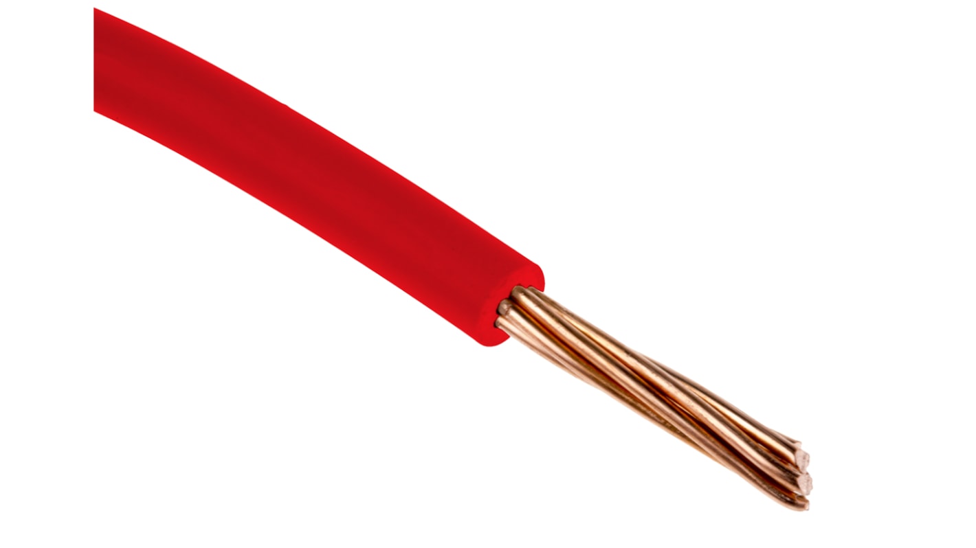 RS PRO Red 2.5 mm² Hook Up Wire, 13 AWG, 7/0.67 mm, 100m, PVC Insulation