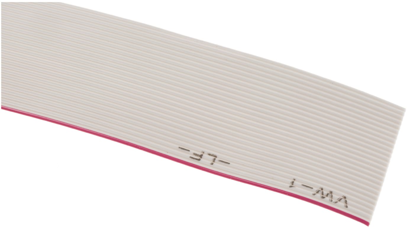 RS PRO 1.27mm间距25路扁平灰排线, 28 AWG, 30m长