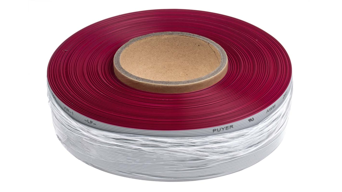 RS PRO 1.27mm间距37路扁平灰排线, 28 AWG, 30m长