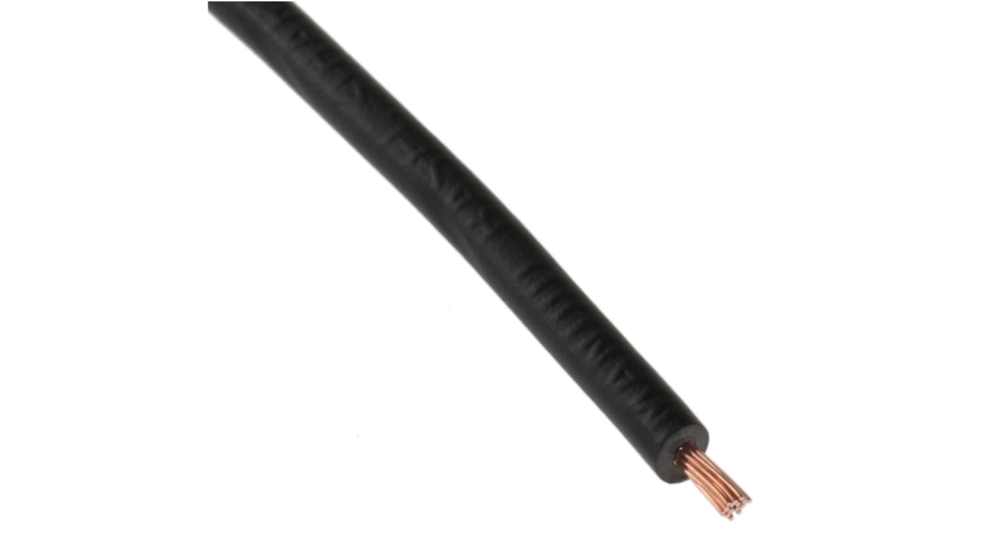 RS PRO 黑色电线, 0.5mm², 100m长, 20AWG, 500 V, 最高+70°C, PVC绝缘