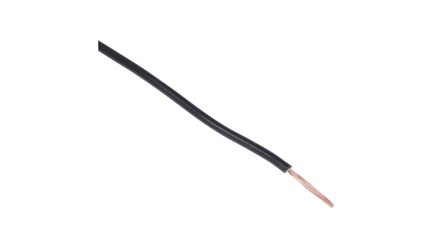 RS PRO 黑色电线, 0.75mm², 100m长, 18AWG, 500 V, 最高+70°C, PVC绝缘