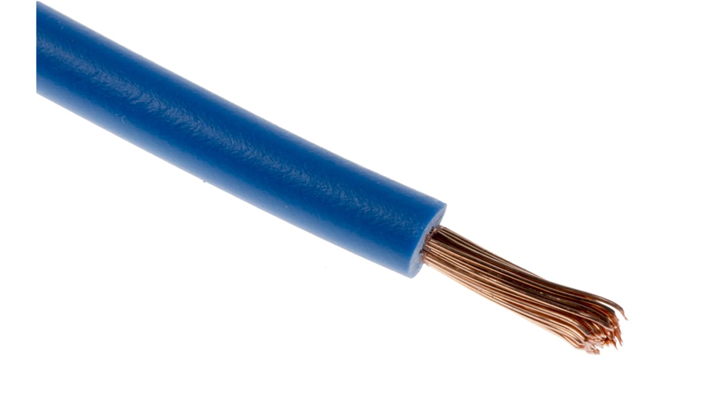 RS PRO Blue 0.75mm² Hook Up Wire, 18 AWG, 24/0.2 mm, 100m, PVC Insulation