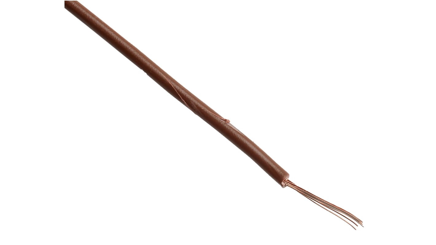RS PRO 棕色电线, 0.75mm², 100m长, 18AWG, 500 V, 最高+70°C, PVC绝缘