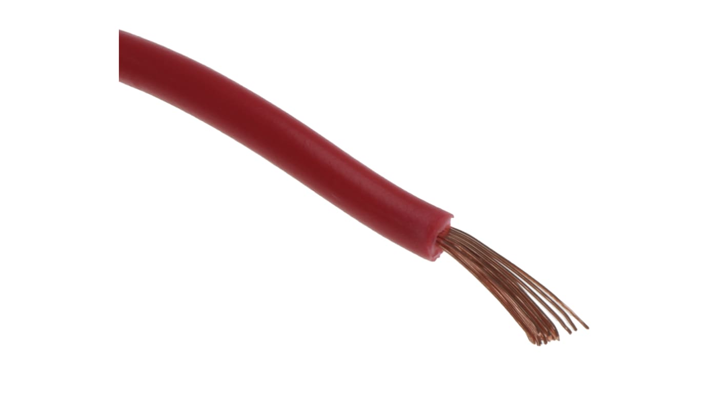 RS PRO Red 0.75 mm² Hook Up Wire, 18 AWG, 24/0.2 mm, 100m, PVC Insulation