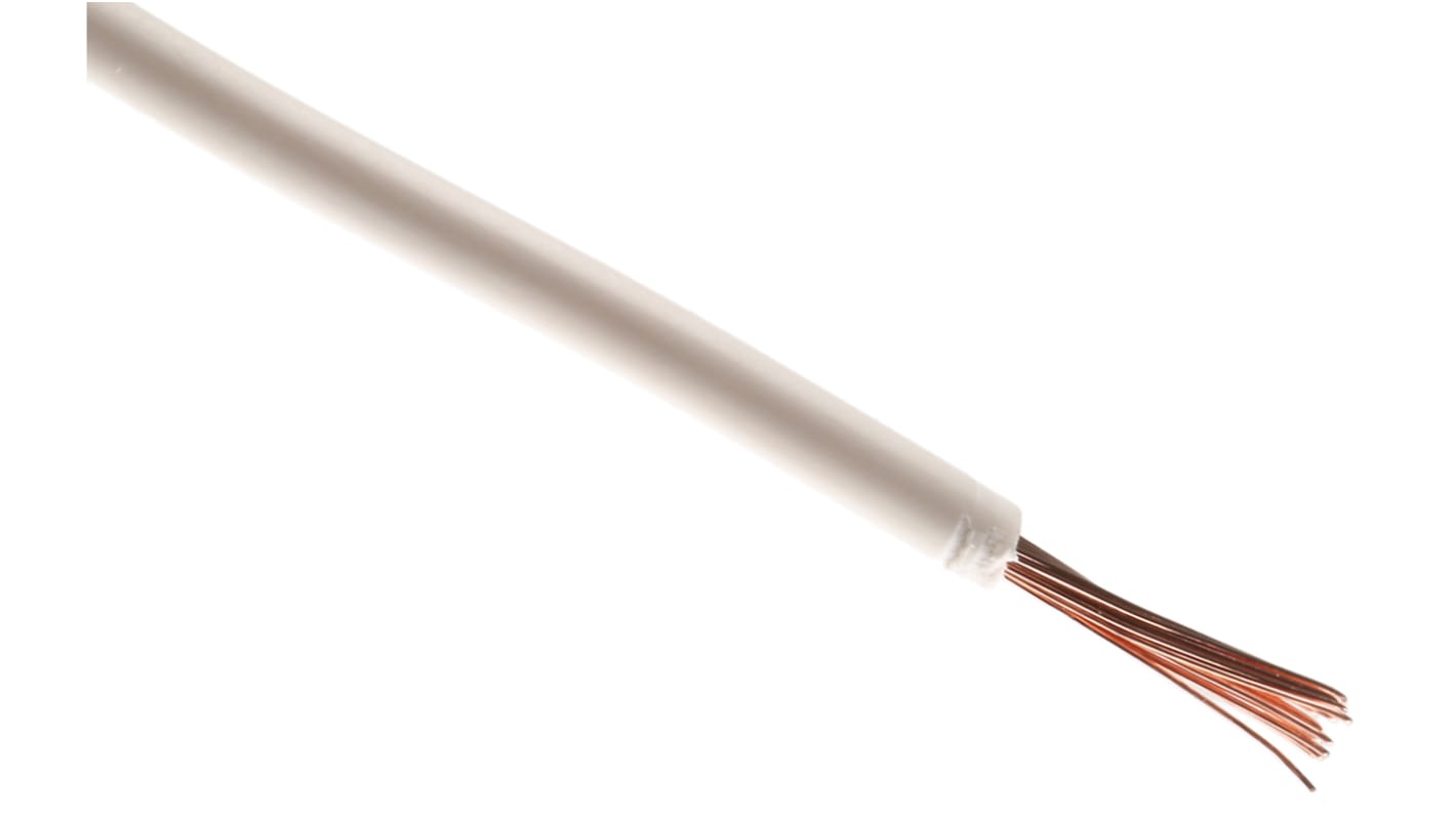RS PRO White 0.75mm² Hook Up Wire, 18 AWG, 24/0.2 mm, 100m, PVC Insulation