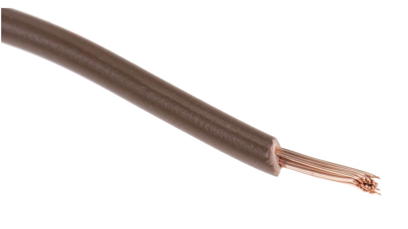 RS PRO Brown 1 mm² Hook Up Wire, 17 AWG, 32/0.2 mm, 100m, PVC Insulation