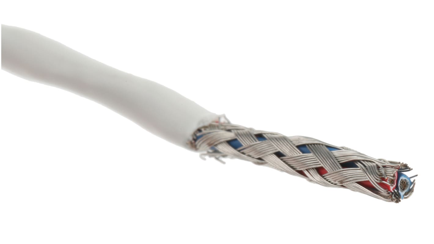 TE Connectivity Twisted Pair Data Cable, 1 Pairs, 0.25 mm², 2 Cores, 24 AWG, Screened, 100m, White Sheath