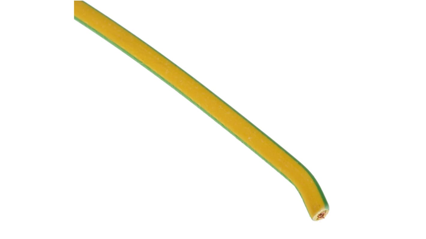 Prysmian 6491B Series Green/Yellow 2.5 mm² Hook Up Wire, 7/0.67 mm, 100m