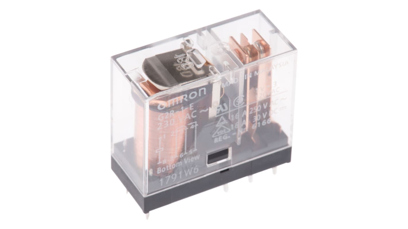 Omron PCB Mount Power Relay, 230V ac Coil, 16A Switching Current, SPDT