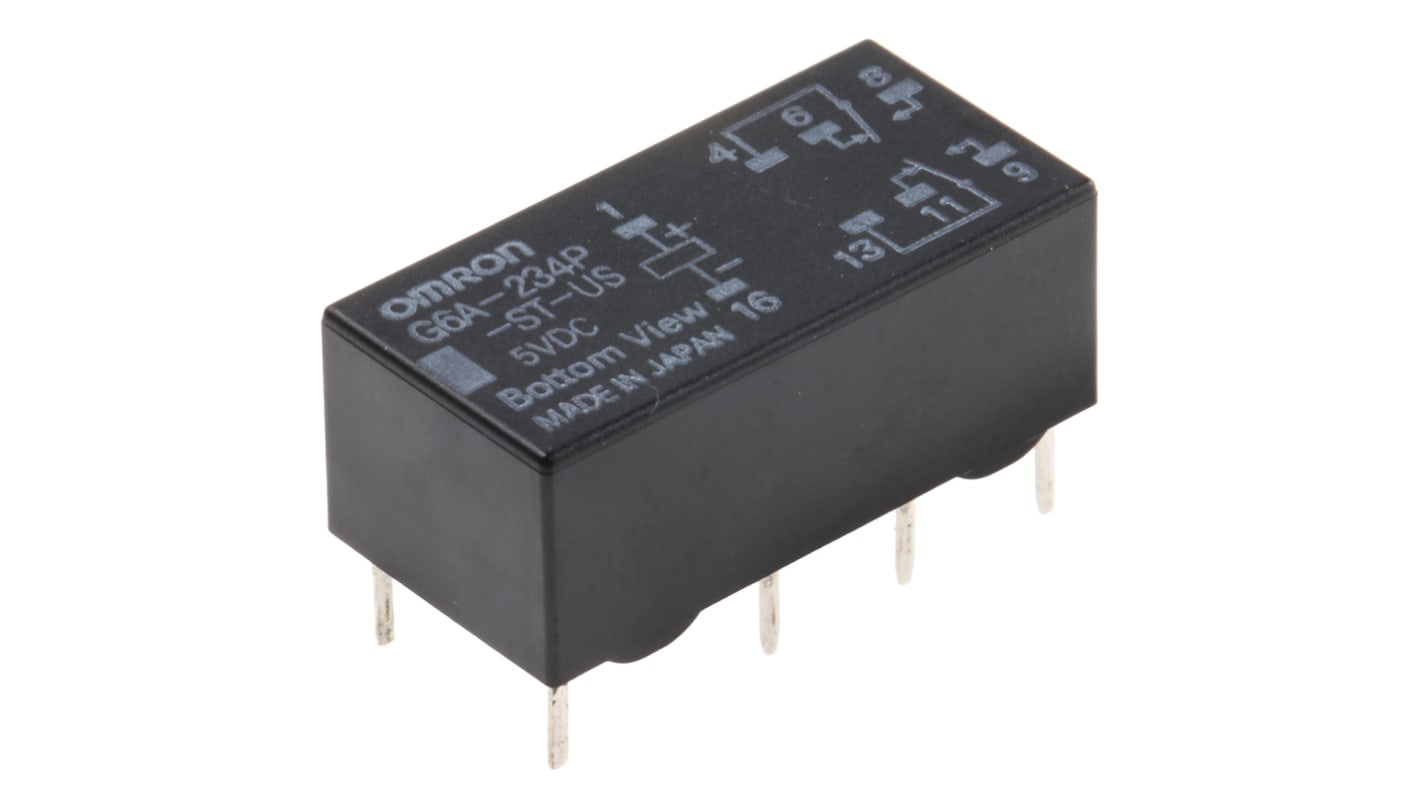 オムロン シグナルリレー, 5V dc, DPDT, 基板実装, G6A-234P-ST-US DC5