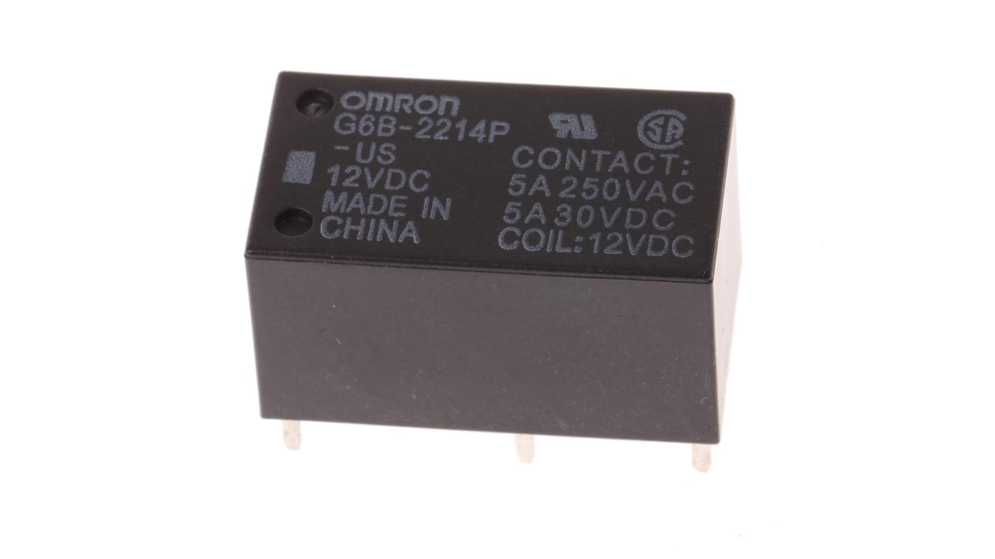 Omron PCB Mount Power Relay, 12V dc Coil, 5A Switching Current, DPST