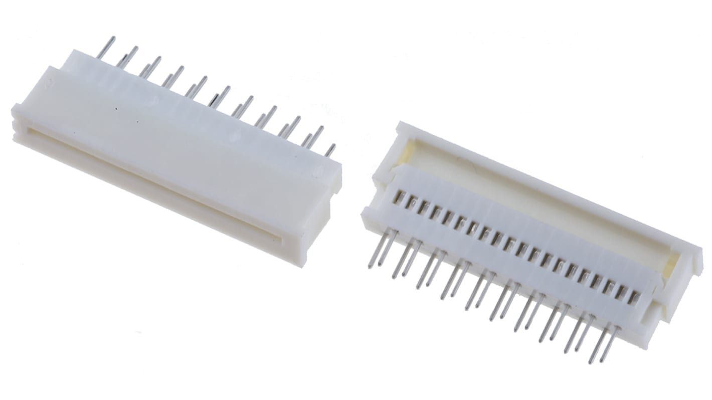 Molex FPC连接器, 母座, 20p, 1.25mm间距, 单排, THT安装, 直向, 1A, 200 V, Easy-On系列