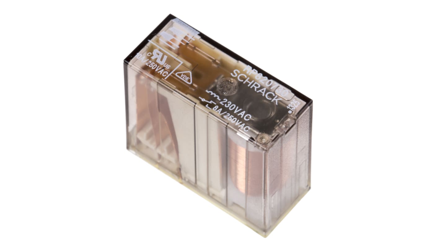 TE Connectivity PCB Mount Non-Latching Relay, 230V ac Coil, 8A Switching Current, DPDT